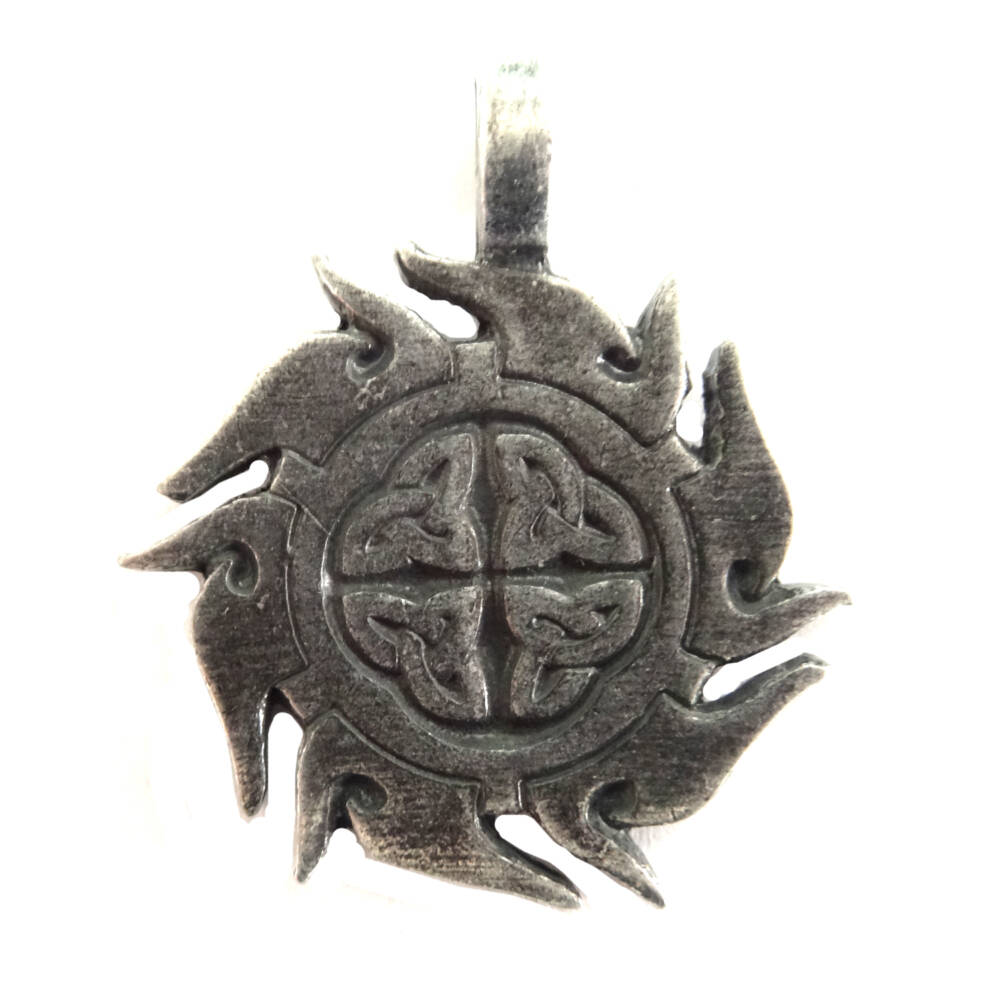 Leather-Steel Fashion Pendant Celtic Sun