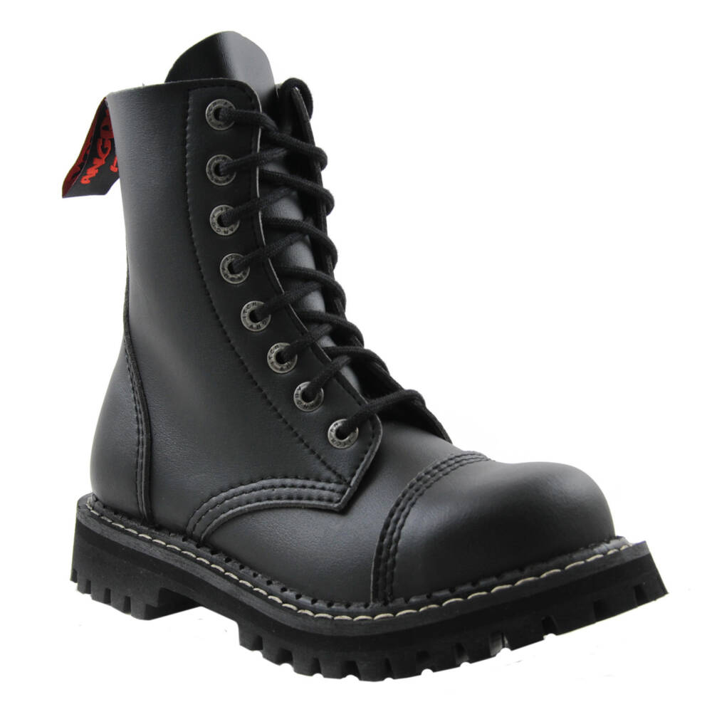 Angry Itch 8-Eye Gothic Punk Army Ranger Faux Leather Boots VEGAN - Image 2