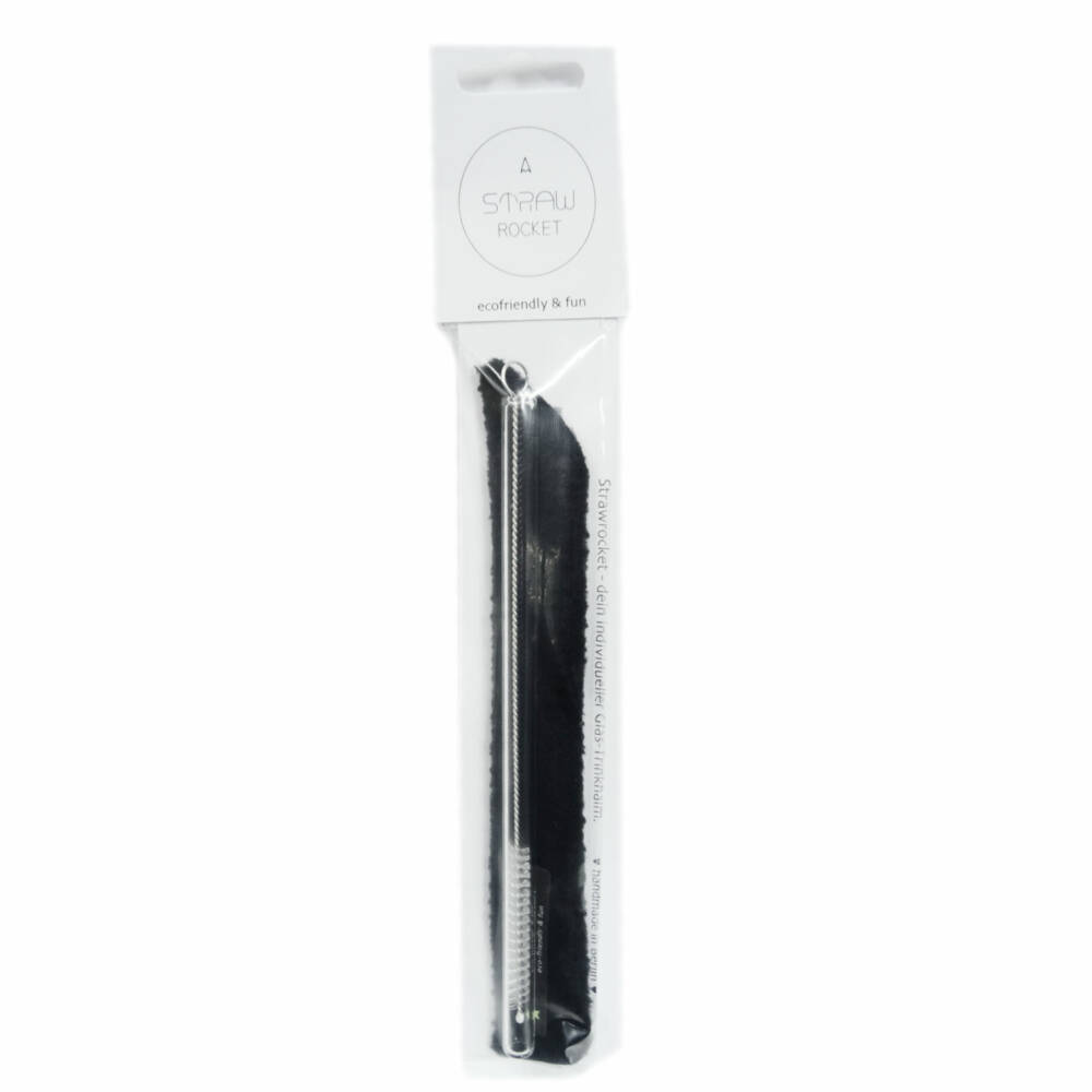 Strawrocket glass drinking straw Simple Clear with brush 20 cm