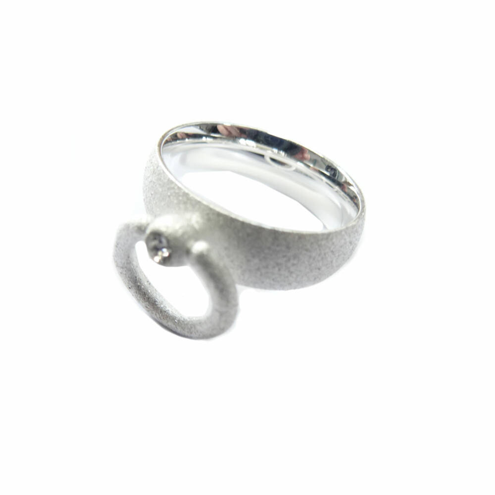 White Dragon Ring Silver Matte Slim Story of O