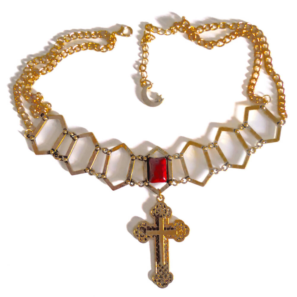 Wonderland MC Necklace Golden Medieval Cross
