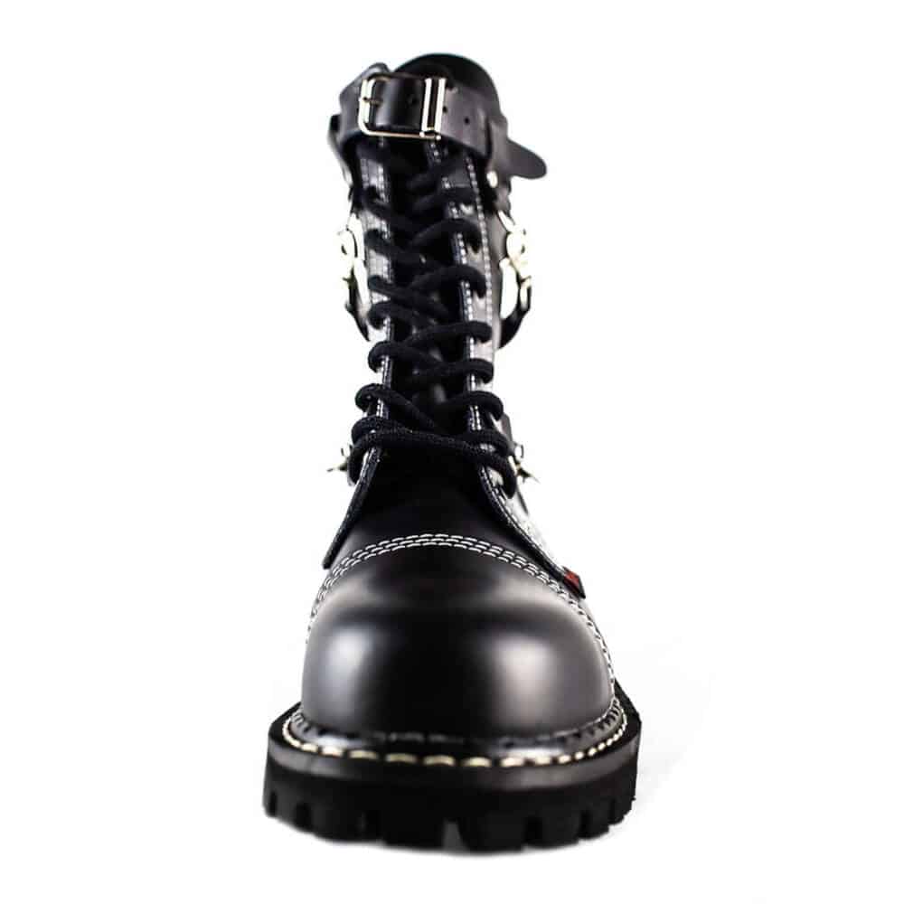Angry Itch 10 Hole 3 Straps Gothic Punk Army Ranger Leather Boots - Image 4