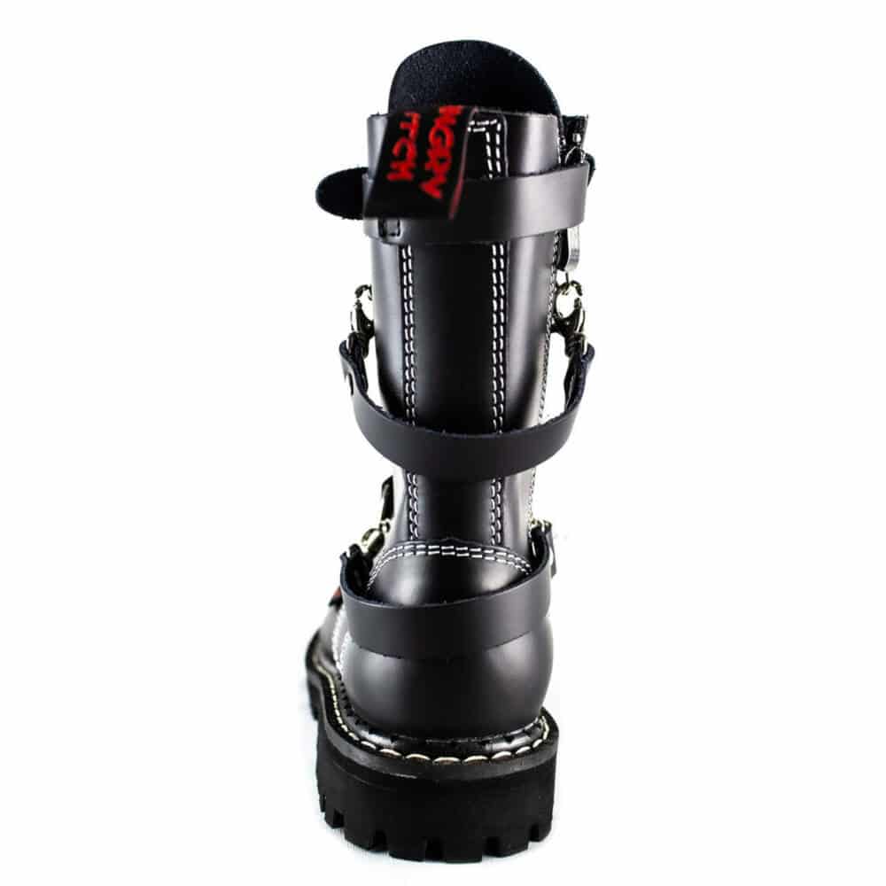 Angry Itch 10 Hole 3 Straps Gothic Punk Army Ranger Leather Boots - Image 5