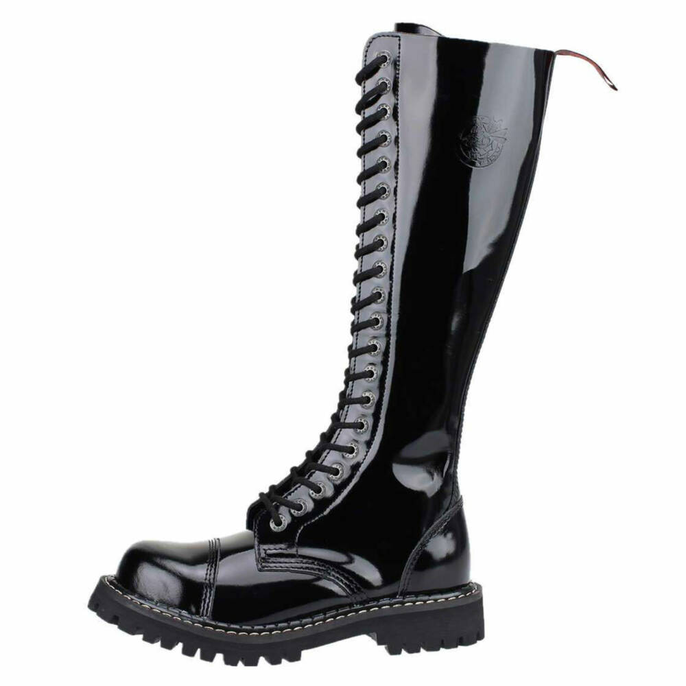 Angry Itch 20 Hole Gothic Punk Army Ranger Patent Leather Boots - Image 2