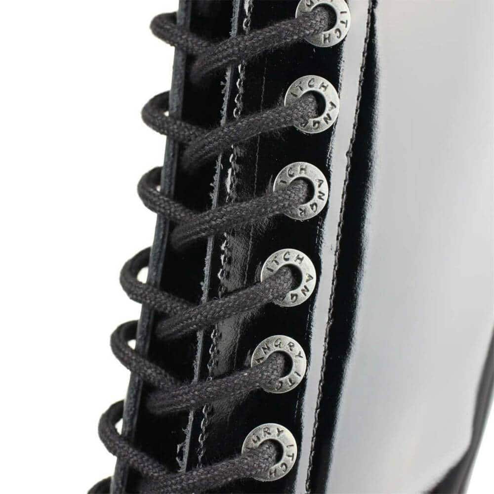 Angry Itch 20 Hole Gothic Punk Army Ranger Patent Leather Boots - Image 7