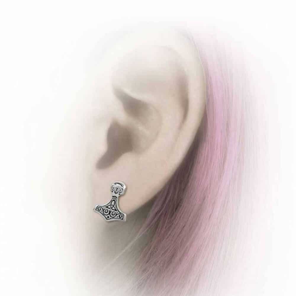 Alchemy stud earrings Thor's hammer - Image 2