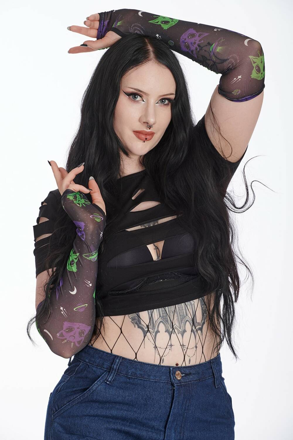 Banned arm warmers Alien Space Cat