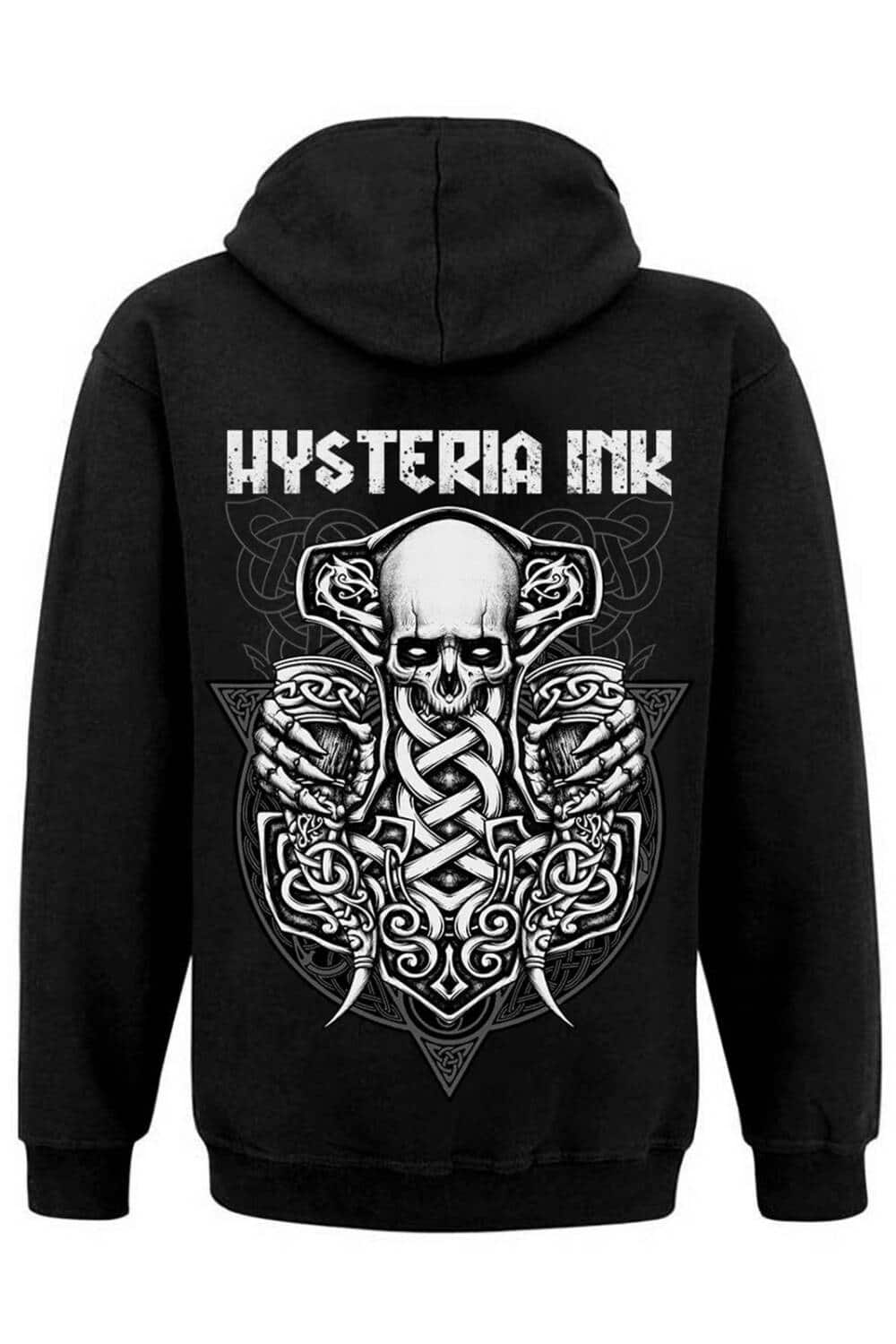 Hysteria Ink zip hoody Mjolnir Skull