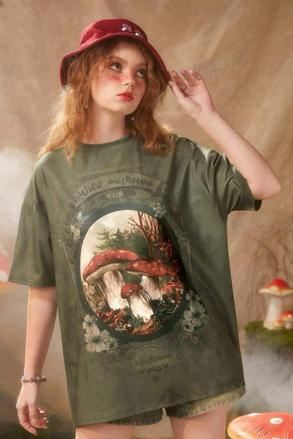 Romwe T-Shirt Wild Mushroom