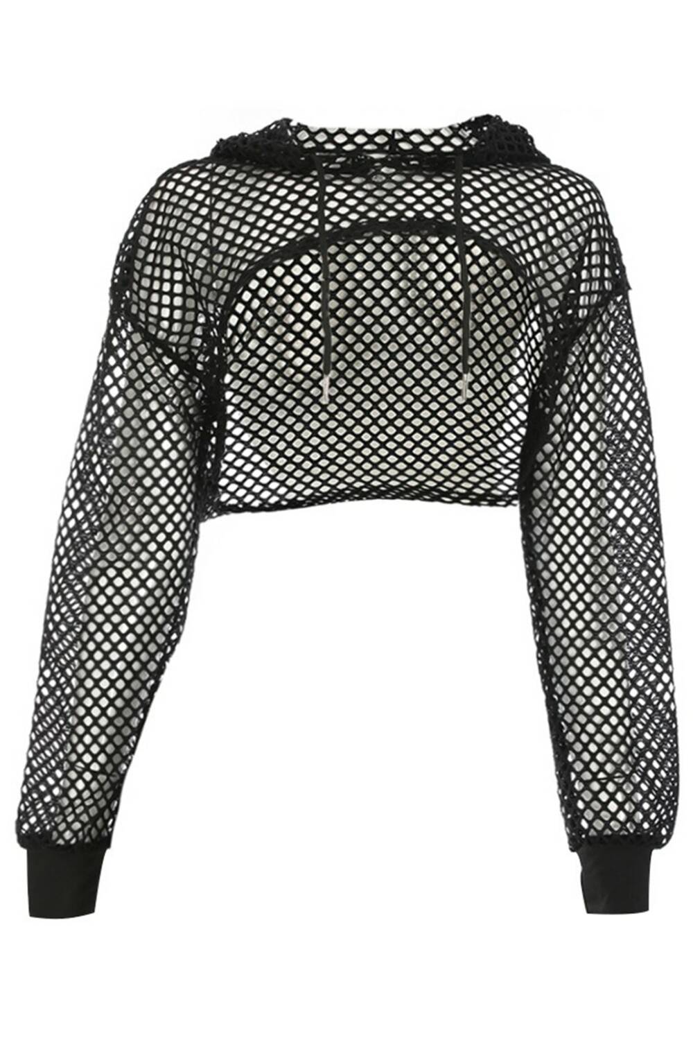 Moonattic Crop Top Hooded Fishnet