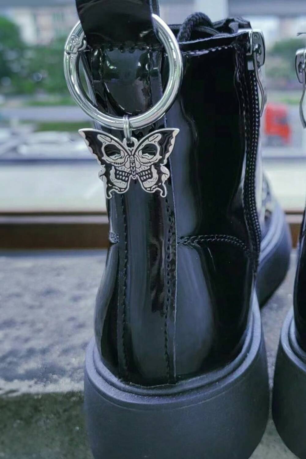 Mad Moonshine Butterfly Skull shoe tag