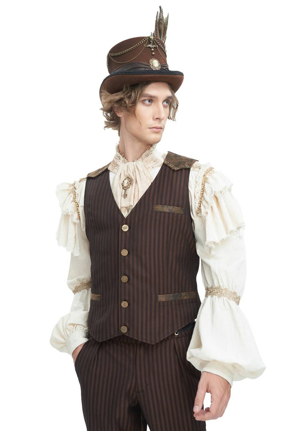 Punk Rave Vest Viserion Brown Striped