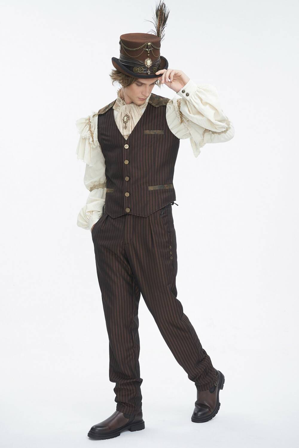Punk Rave Vest Viserion Brown Striped - Image 3