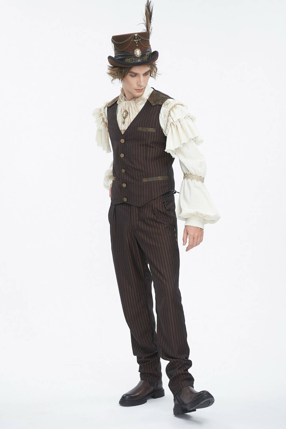 Punk Rave Vest Viserion Brown Striped - Image 4