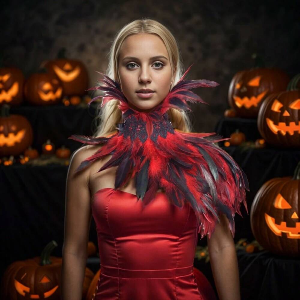 Mad Moonshine feather collar Red Swan
