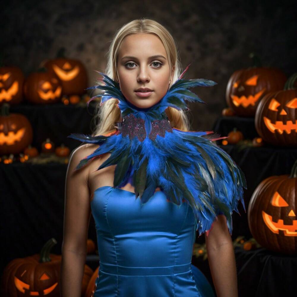 Mad Moonshine feather collar Blue Swan
