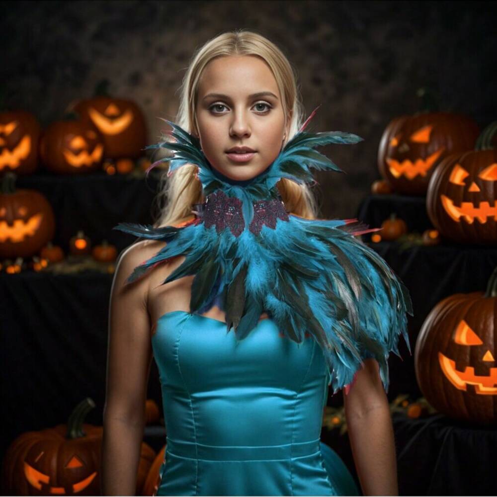 Mad Moonshine feather collar Turquoise Swan