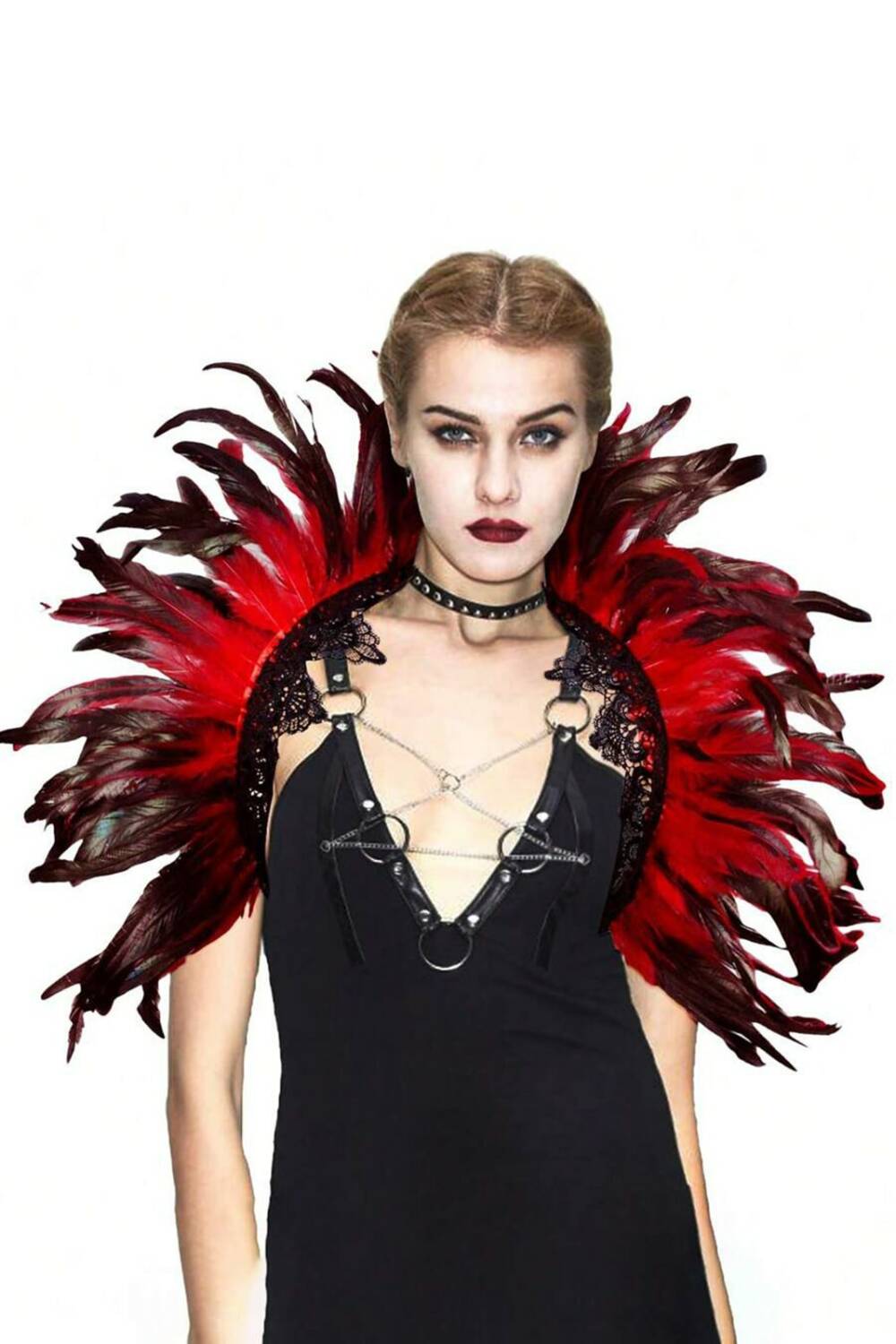 Mad Moonshine feather collar Red Peacock