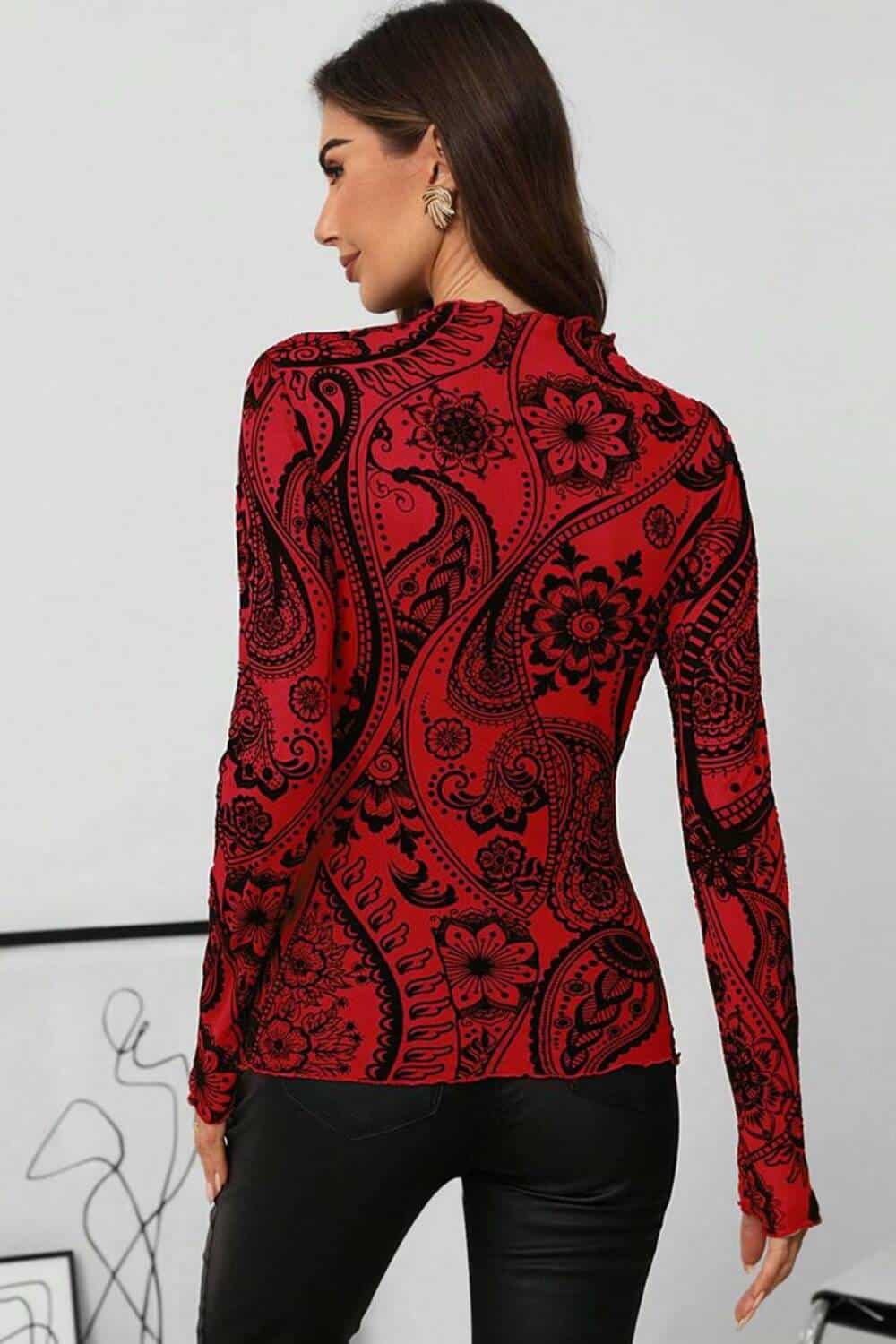Romwe Top Paisley Flocked - Image 2