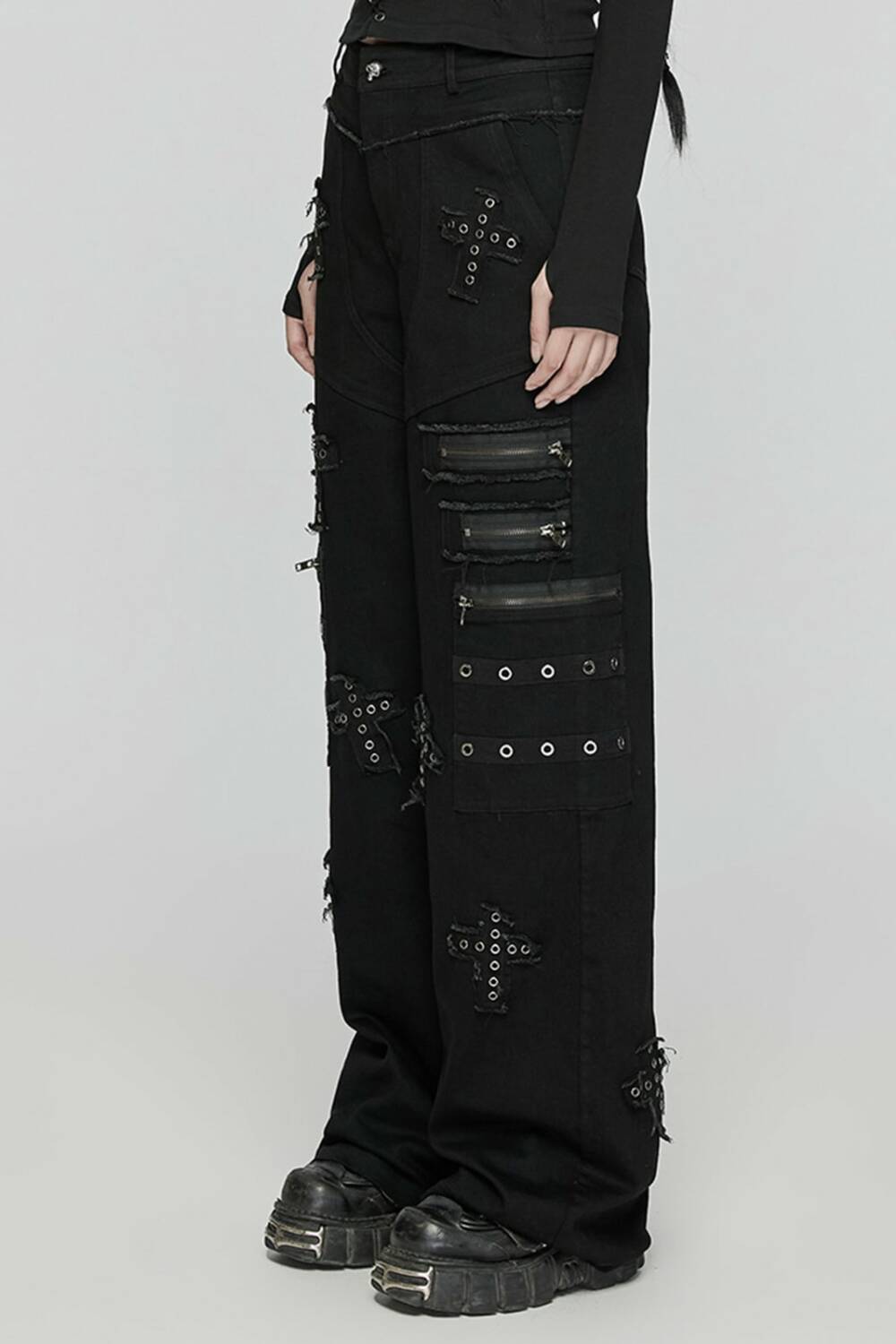 Punk rave bell bottoms Dont Cross My Patch - Image 2