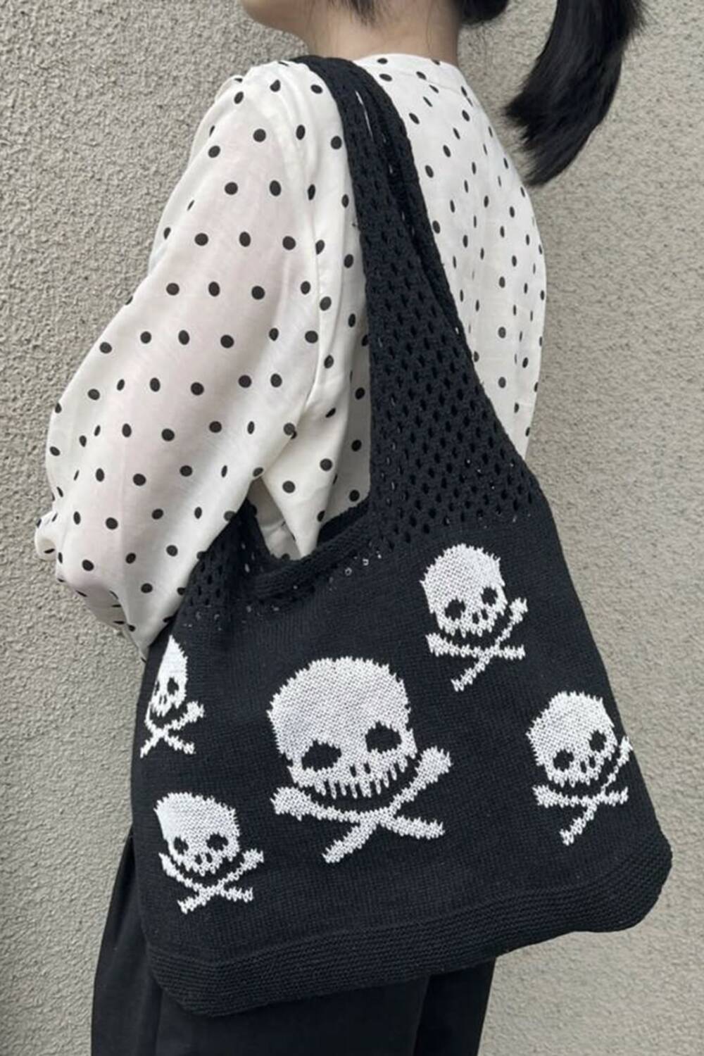 Mad Moonshine Shopping Bag White Skulls