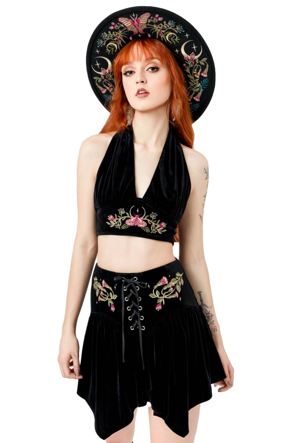Restyle halterneck crop top Woodland Bloom