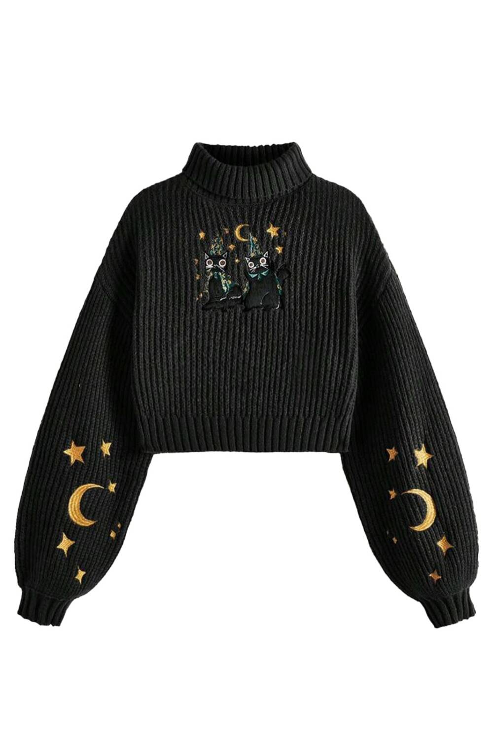 Romwe sweater Night Cats