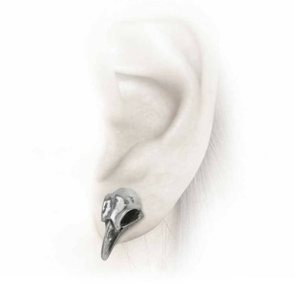 Alchemy ear studs Raven skull - Image 2