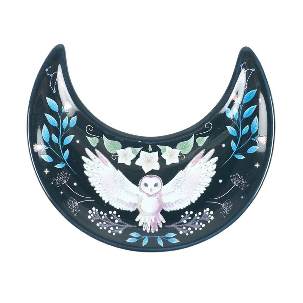 Spirit of Equinox Crescent Moon Owl jewelry bowl