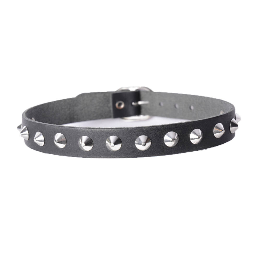 Mad Moonshine Leather Collar Single Spike Rivets