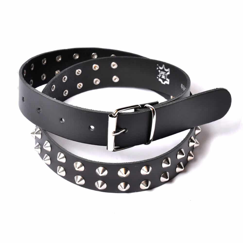Mad Moonshine Leather Belt Double Spike Rivets