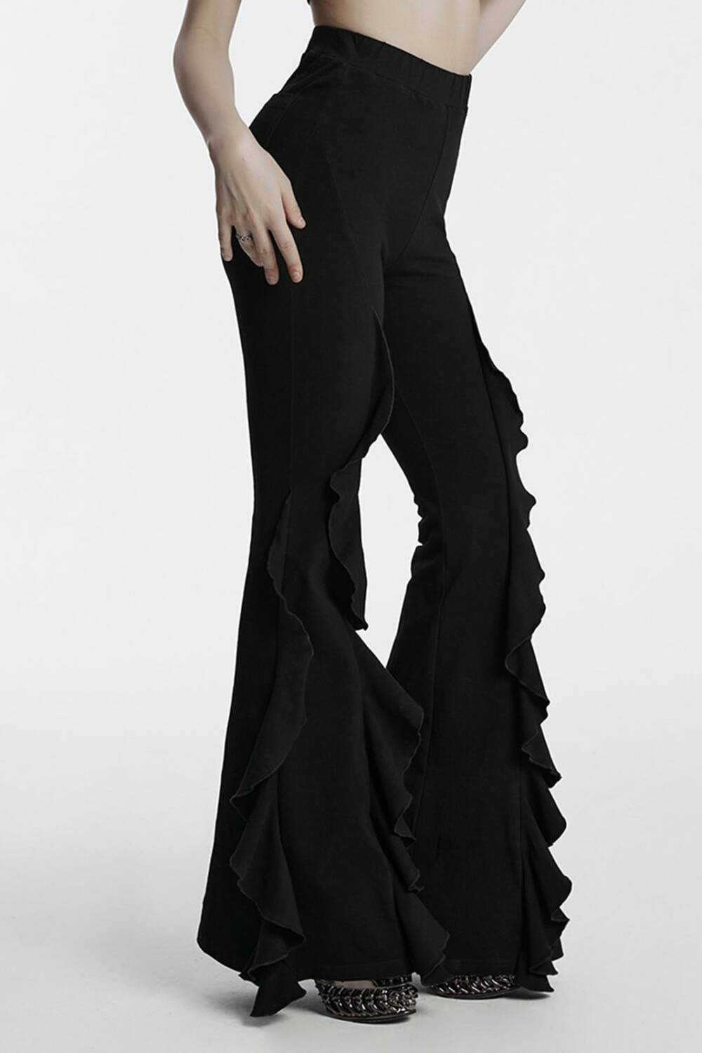 Punk Rave Flare Pants Black Peony - Image 3