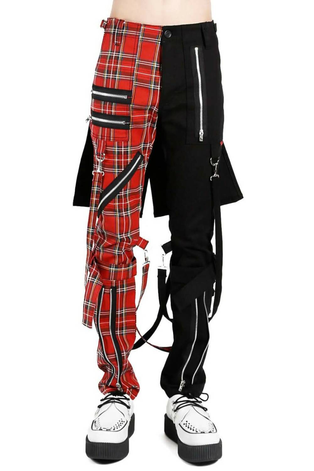 Black Soul Split Leg Tartan Trousers
