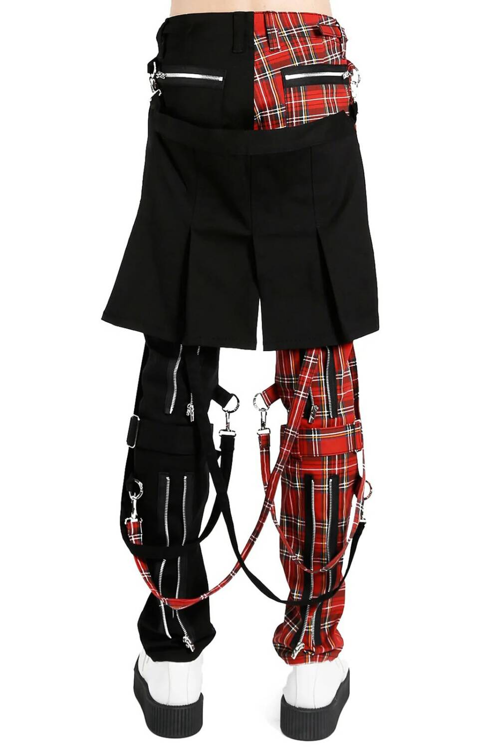Black Soul Split Leg Tartan Trousers - Image 2