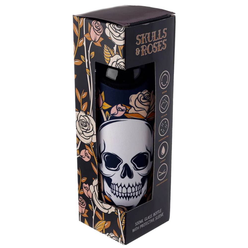Puckator glass bottle with Skull and Roses sleeve - Image 4