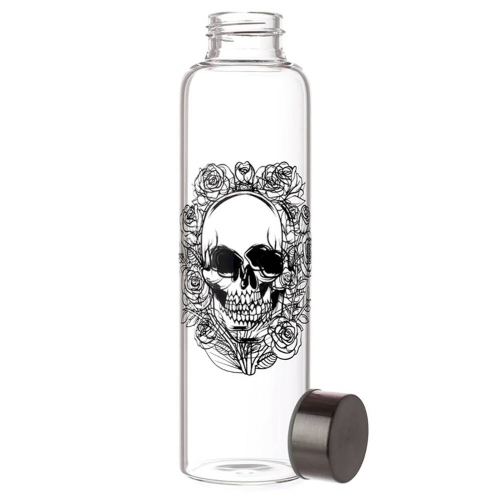 Puckator glass bottle with Skull and Roses sleeve - Image 5