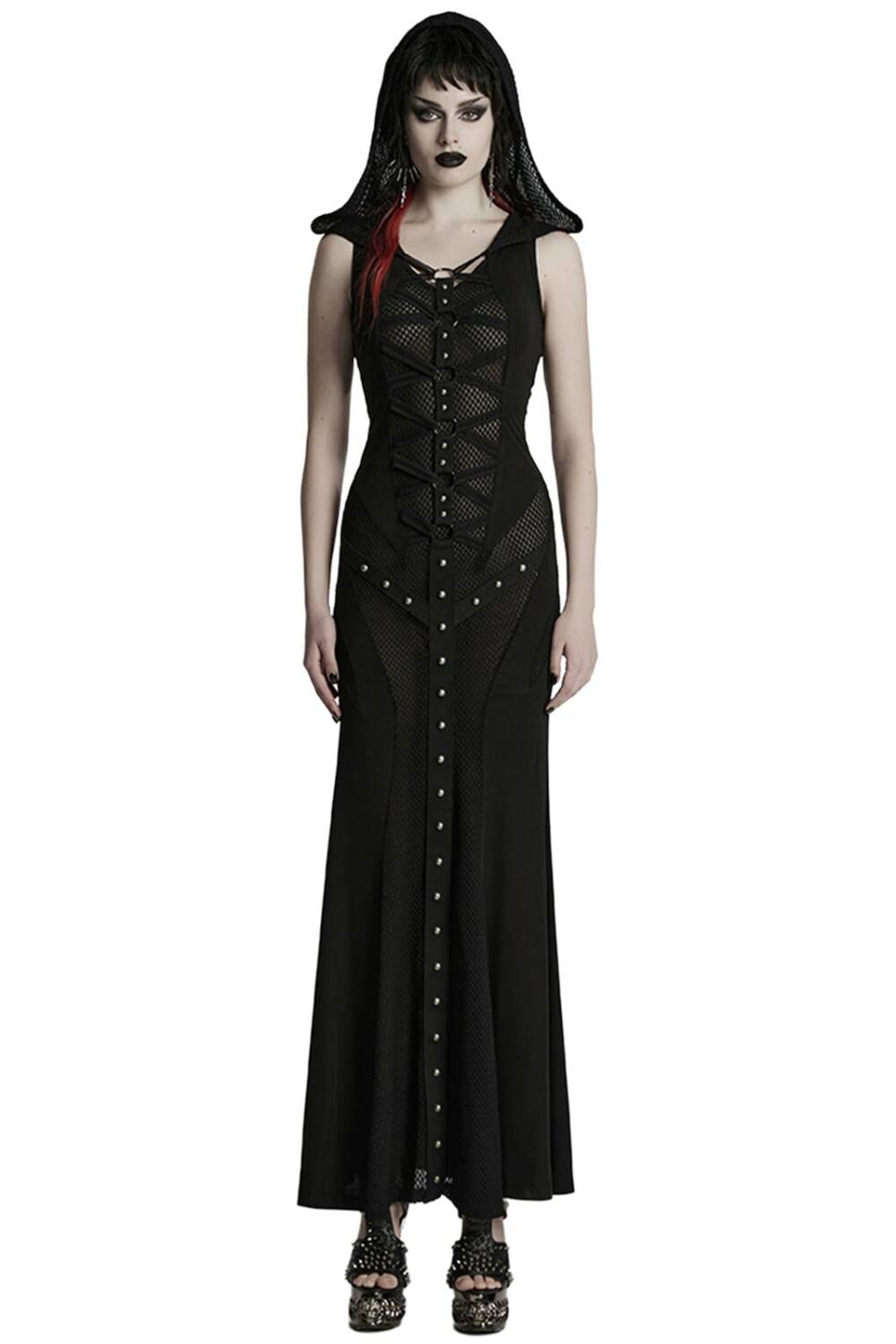 Punk rave dress Tenebra Hooded