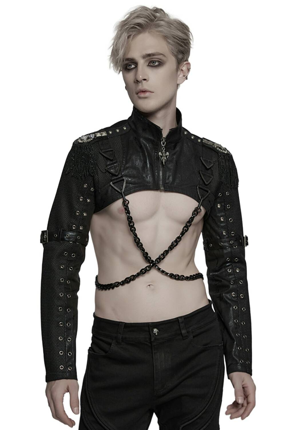 Punk Rave Shoulder Shirt Mesh Machine