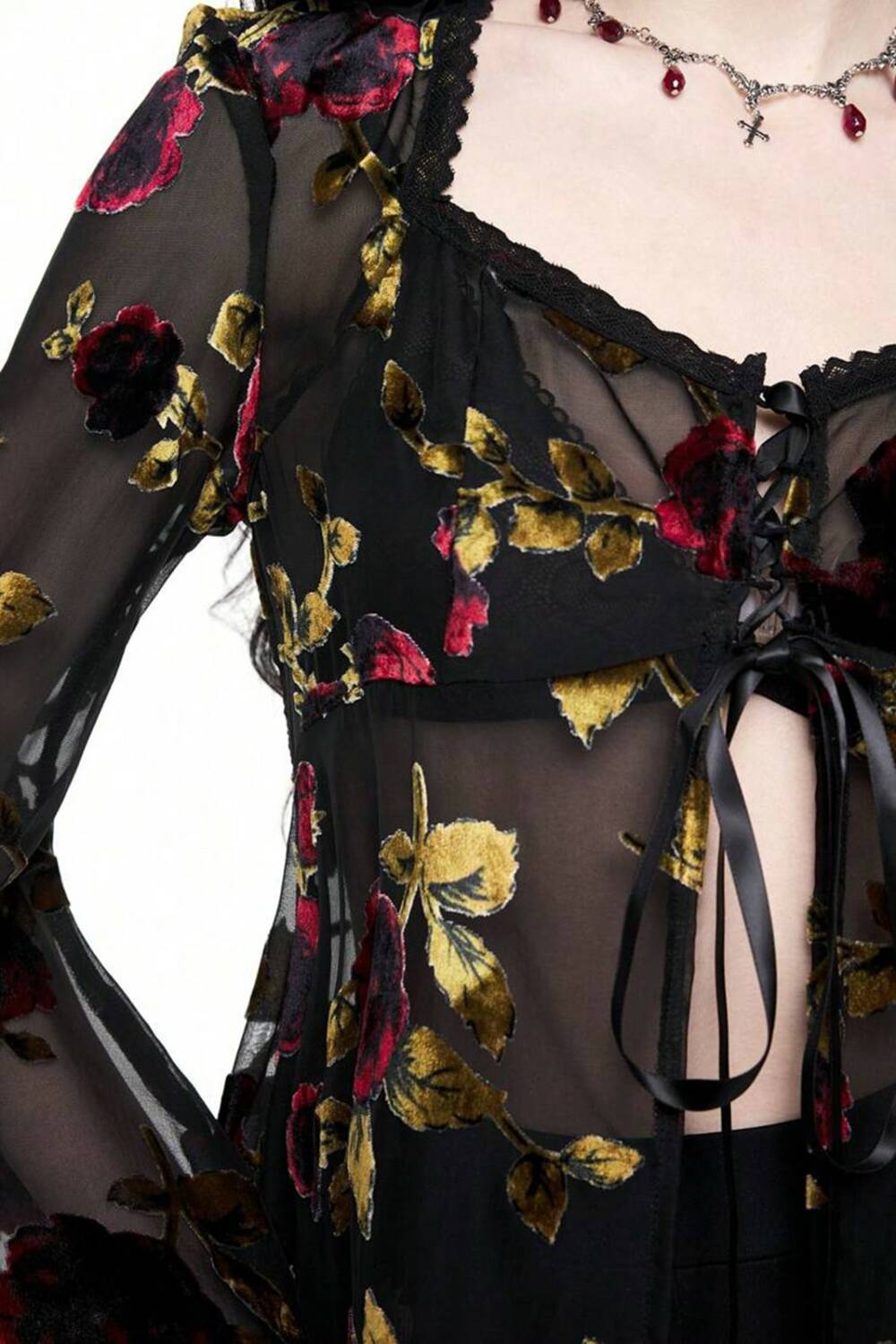 Romwe mesh jacket Red Roses - Image 2