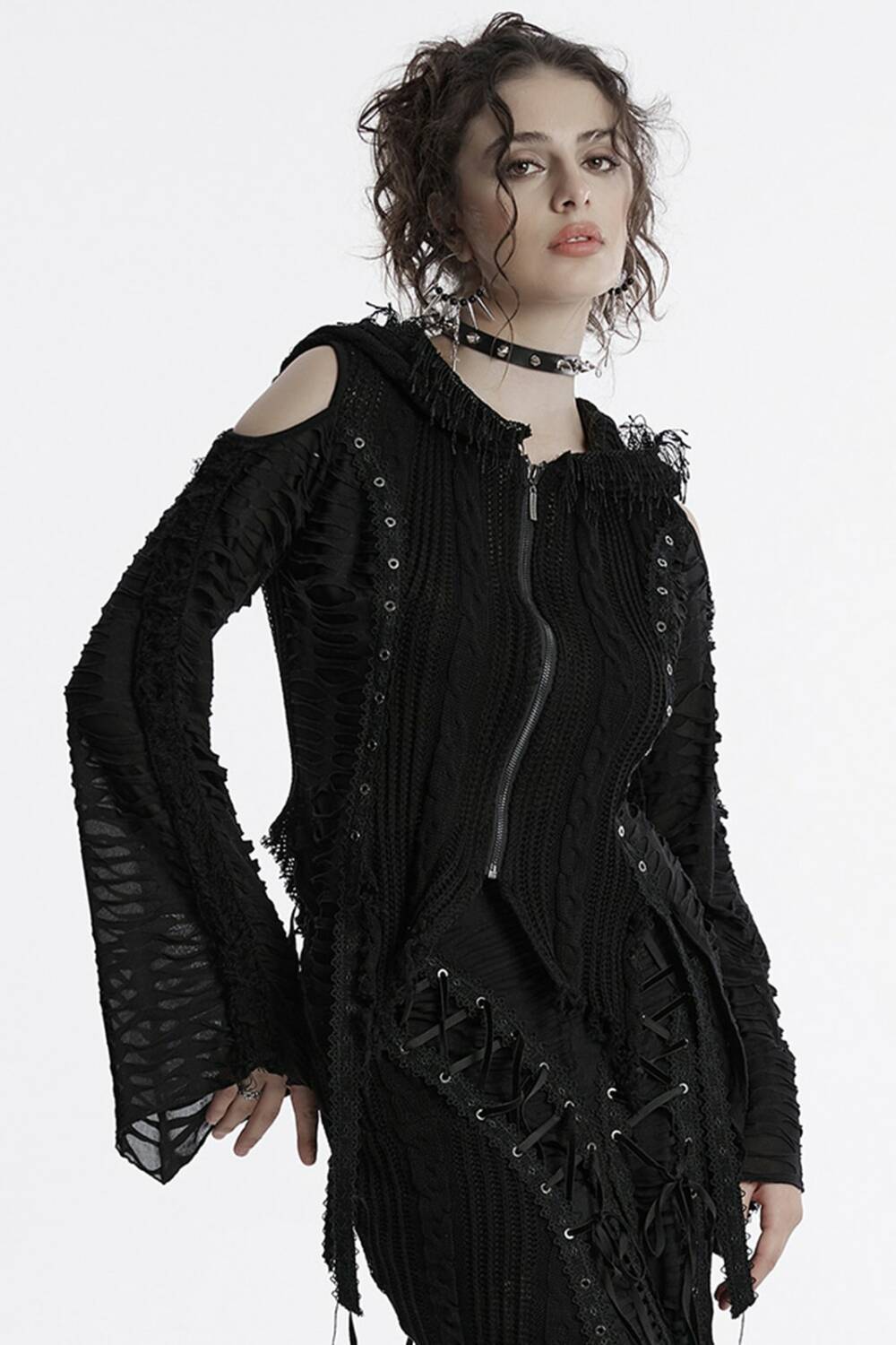 Punk Rave Hooded Jacket Misanthrope Distressed - Image 3