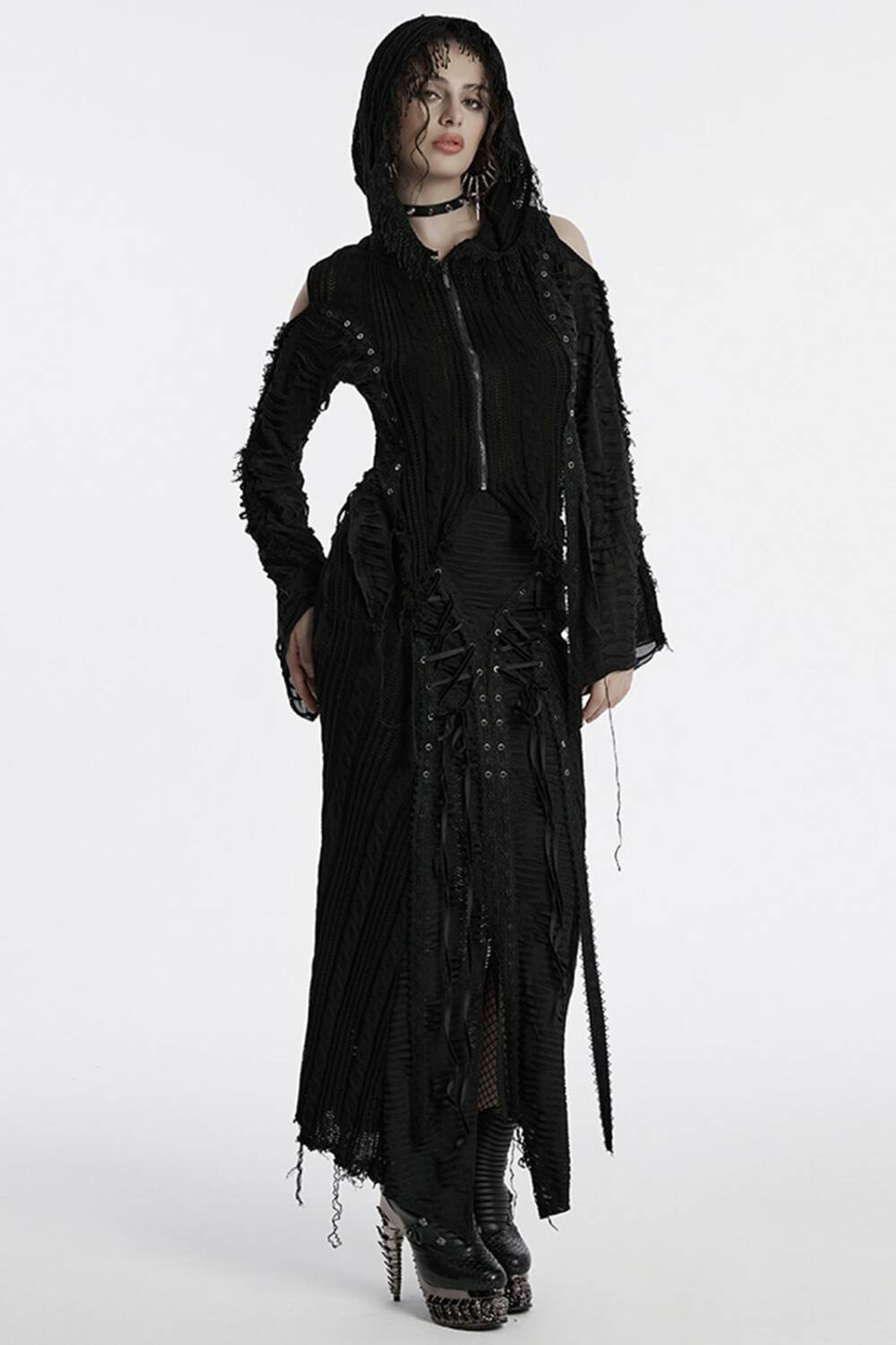 Punk Rave Hooded Jacket Misanthrope Distressed - Image 4