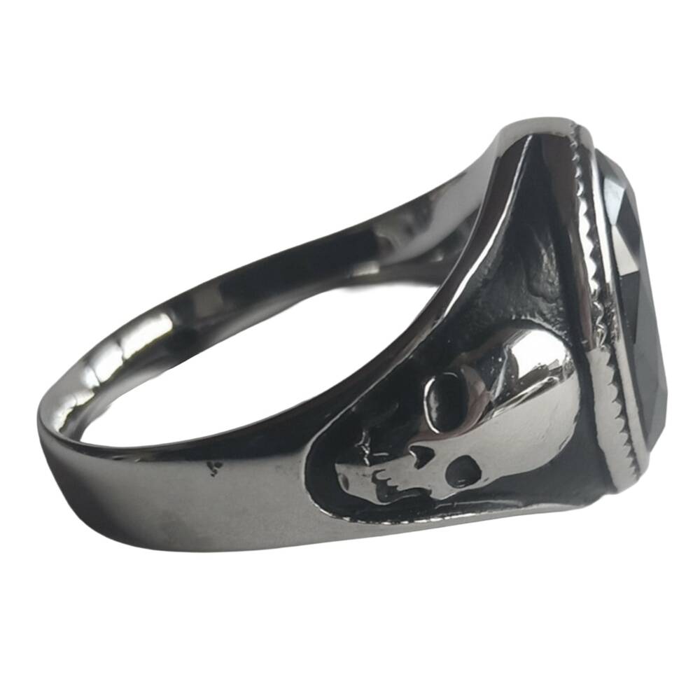 White Dragon Ring Signet Skull