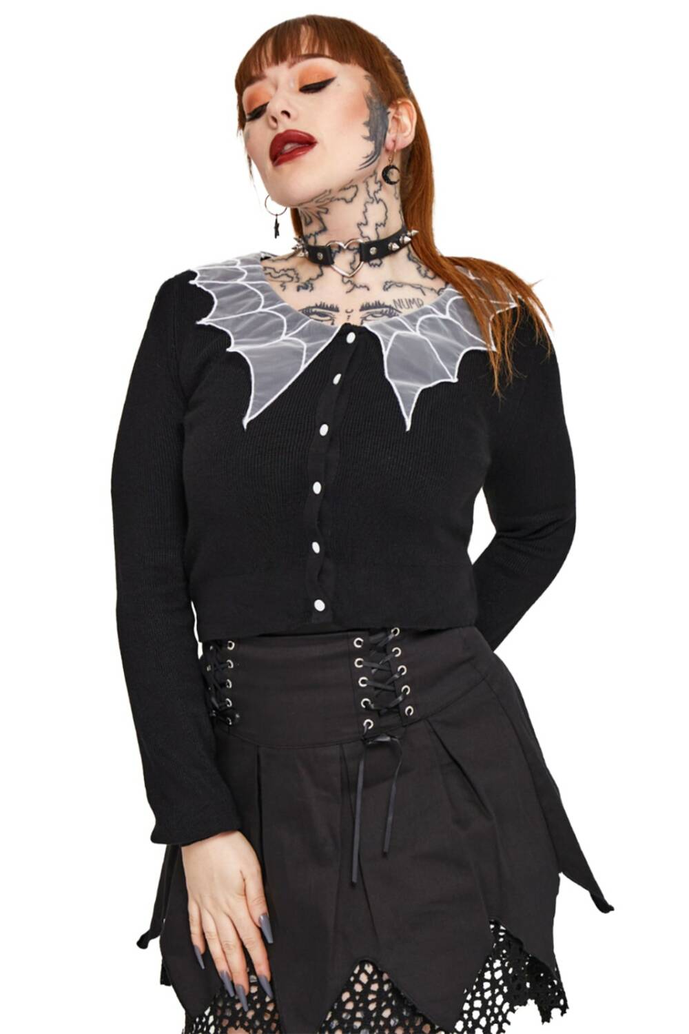 Jawbreaker cardigan Spider Web Collar