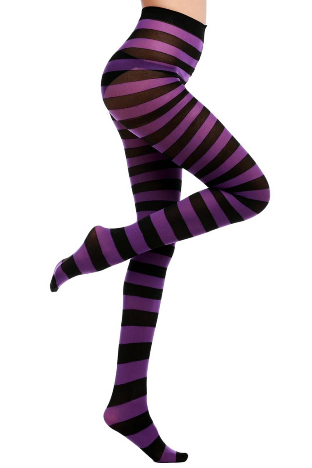 Erogance Tights Stripes Purple - Image 3