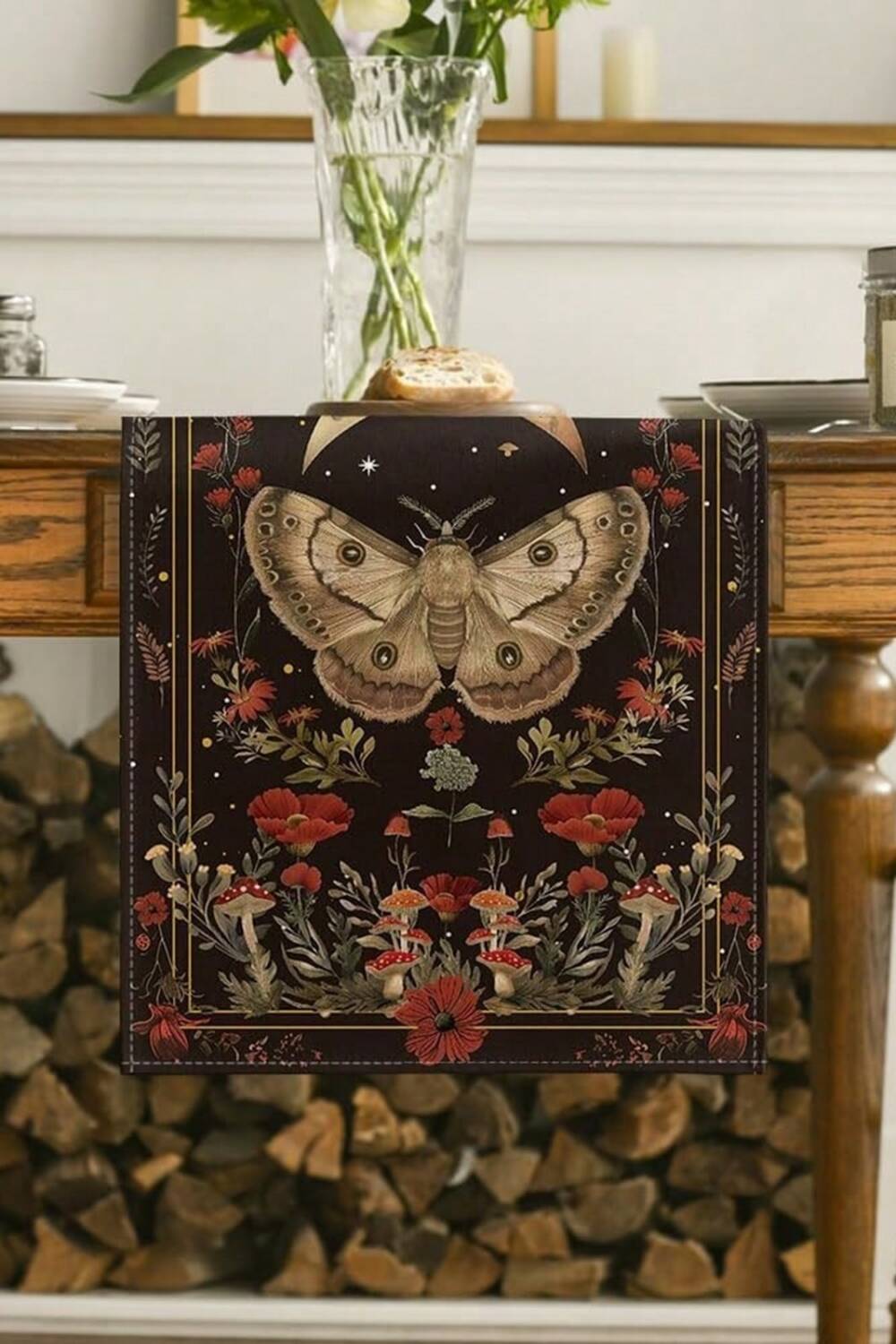 Mad Moonshine table runner Lunar Moth Garden 230cm - Image 2