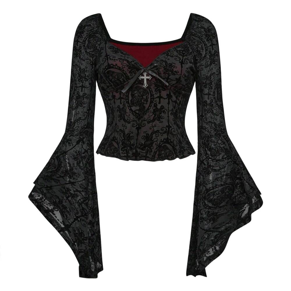 Romwe Top Crimson Churchyard